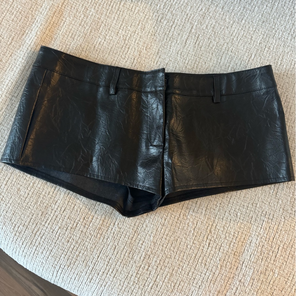 Black Faux Leather Shorts